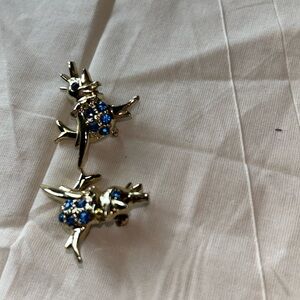 Vintage set of 2 Birds Lapel Pins Rhinestone